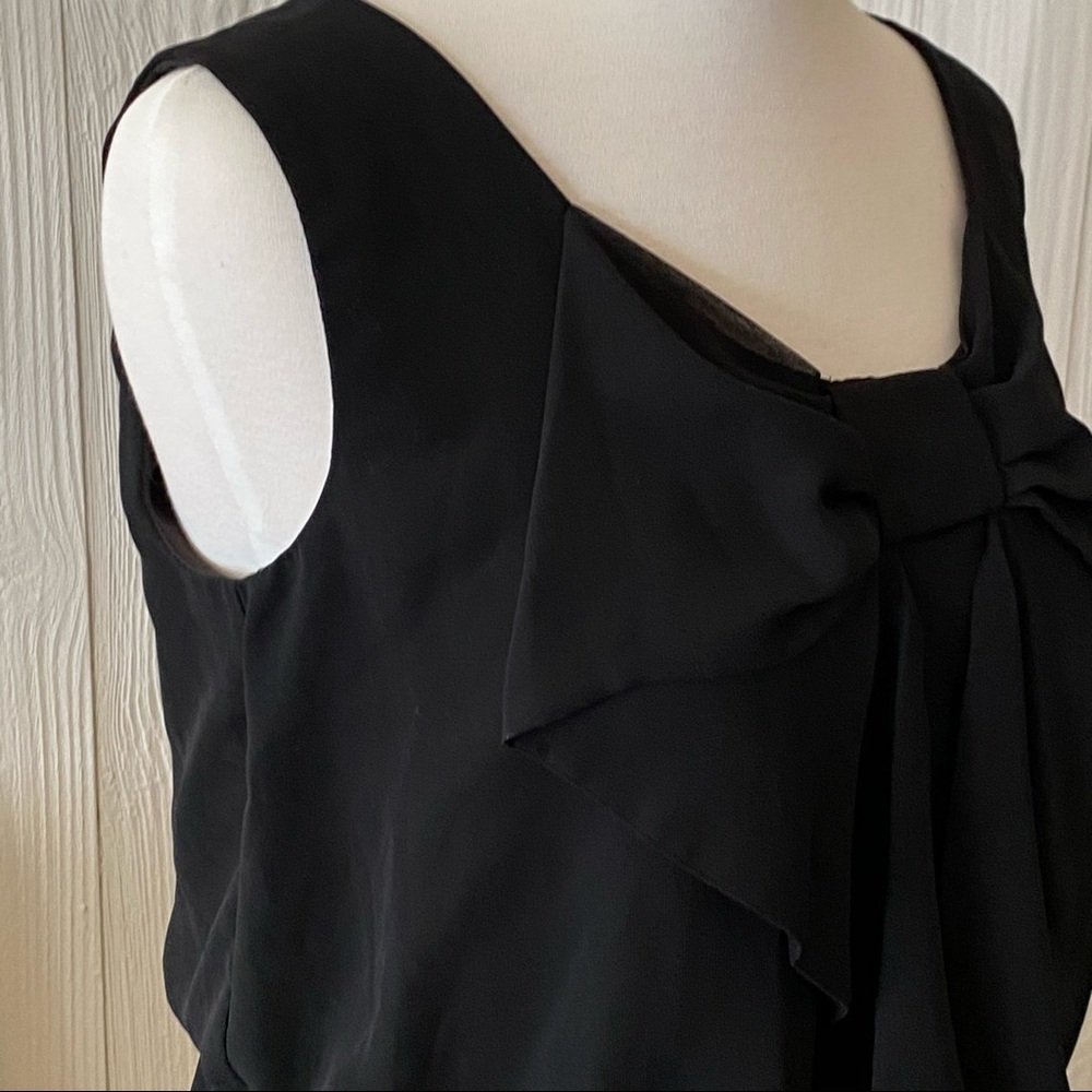 AB Studio Black Dress with Bow and Gathered Waist Size Small - Picture 7 of 14